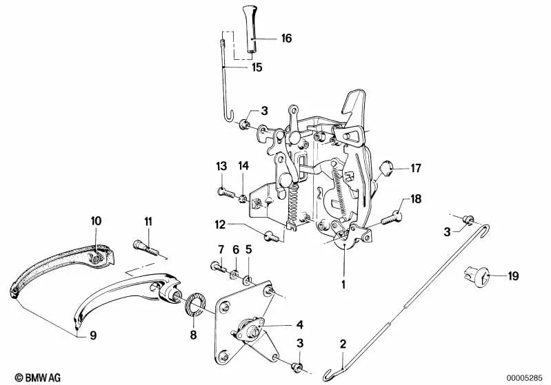 Cerradura delantera izquierda para BMW Serie 6 E24 (OEM 51211889055). Original BMW