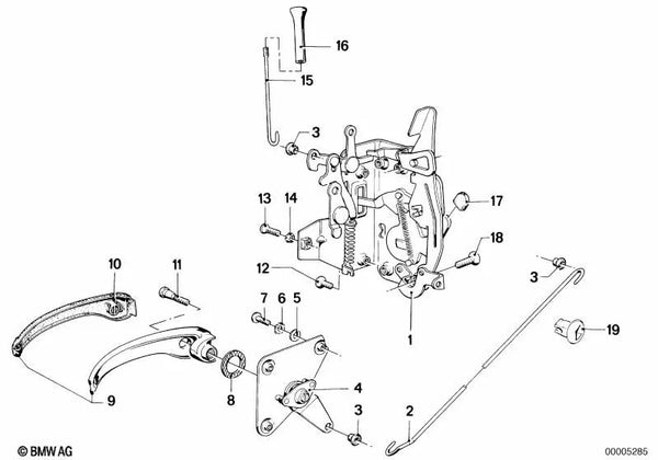 Cerradura delantera izquierda para BMW Serie 6 E24 (OEM 51211889055). Original BMW