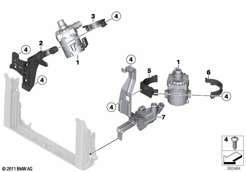 Zusätzliche Wasserpumpenunterstützung für BMW F07, F10, F11, F06, F12, F13, F01N, F02N (OEM 17117603070). Original BMW