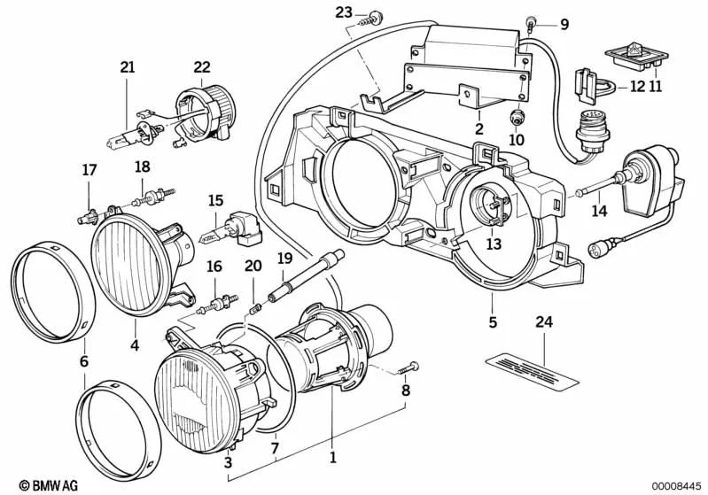 Difusor de luz derecho para BMW E32 (OEM 63128356534). Original BMW