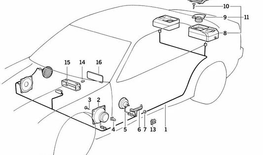 Arnés de cables de audio estéreo para BMW Serie 3 E36 (OEM 61128363409). Original BMW