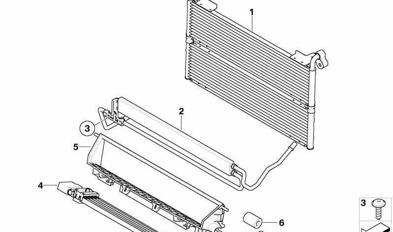 Soporte para radiador de aceite OEM 17117565515 para BMW E60, E61. Original BMW.