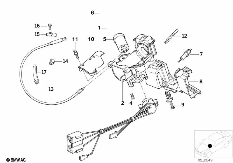 Kontakt-Kohle para BMW Serie 5 E34, Serie 8 E31 (OEM 32341162552). Original BMW