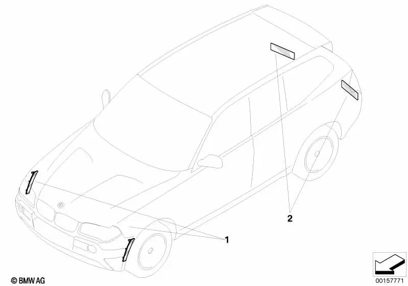 Reflector lateral derecho para BMW X5 E70 (OEM 63217162548). Original BMW.