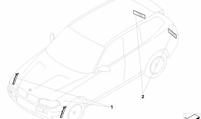 Reflector lateral izquierdo para BMW E70 (OEM 63217162547). Original BMW.