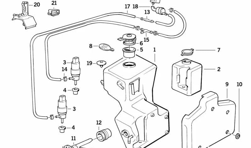 Depósito de Líquidos para BMW E34, E32 (OEM 61678350931). Original BMW.