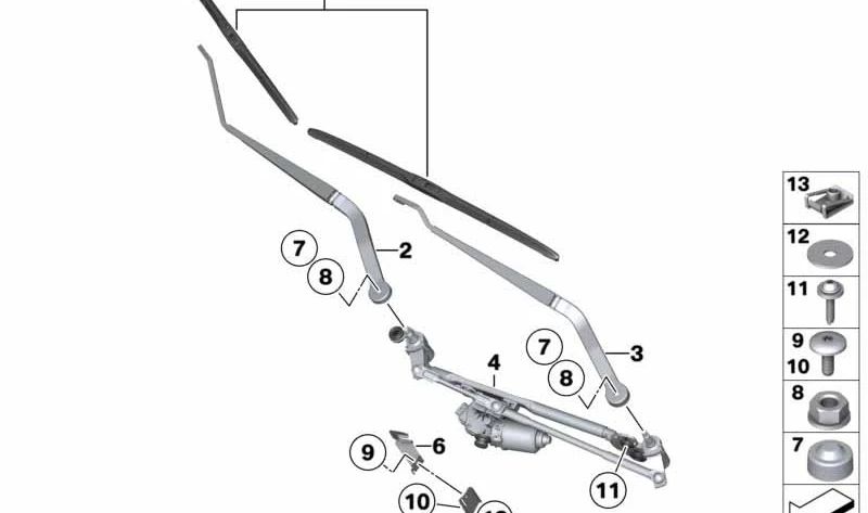 Sistema de limpiaparabrisas completo para BMW X5 F15, F85 (OEM 61617292654). Original BMW.