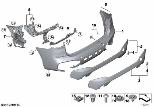 Revestimiento del parachoques trasero inferior para BMW F48 (OEM 51128072777). Original BMW