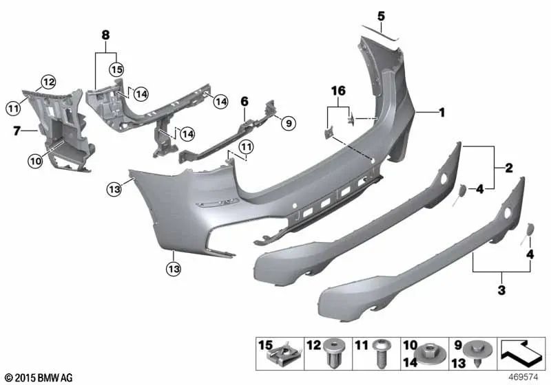 Revestimiento del parachoques trasero inferior para BMW X1 F48 (OEM 51128059883). Original BMW.