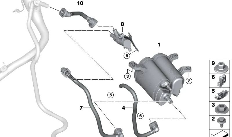 OEM ventilation tube 16137581625 for BMW G70. Original BMW.