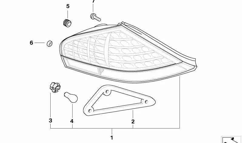 Piloto trasero izquierdo para BMW Serie 6 E63, E64 (OEM 63217170977). Original BMW