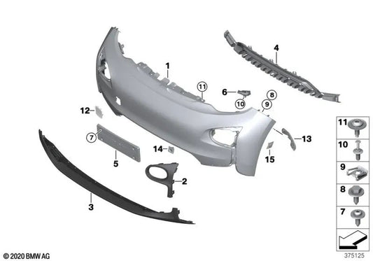 Carcasa del parachoques delantero imprimada para BMW i I01 (OEM 51117385782). Original BMW