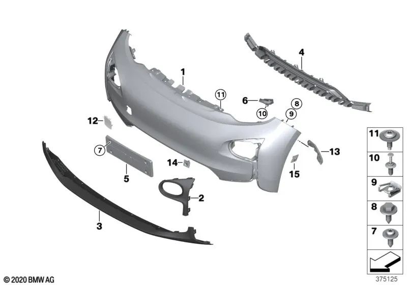 Cubierta del parachoques delantera derecha para BMW i I01 (OEM 51117296826). Original BMW