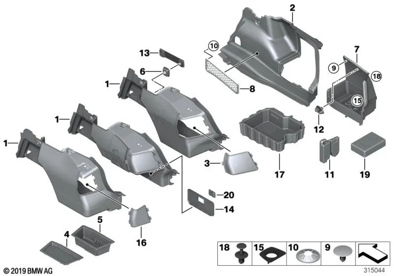 Rechte Kofferraumverkleidung für BMW 3er E92, E92N (OEM 51477122408). Original BMW