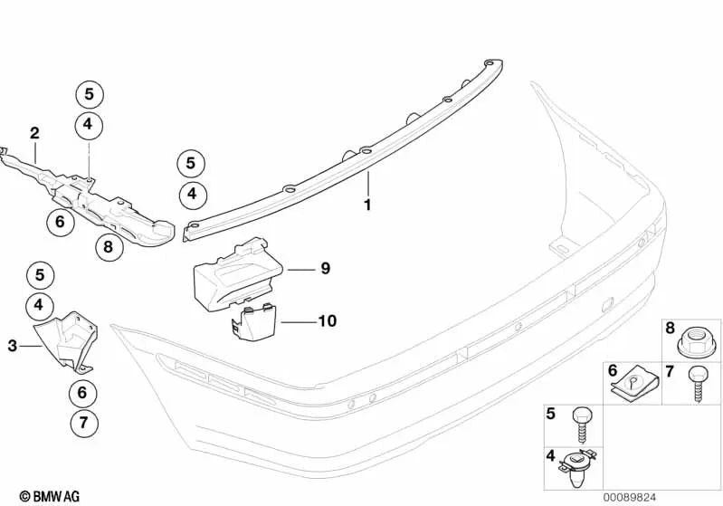 Guia inferior esquerda para BMW E46 (OEM 51127031975). BMW original