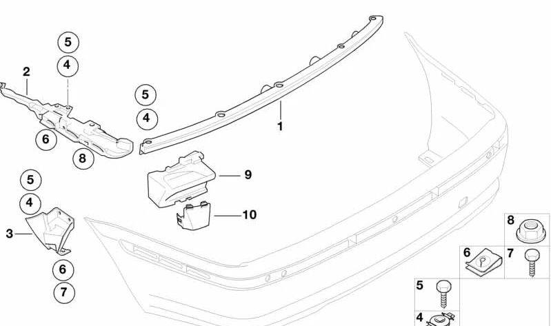 Refuerzo derecho OEM 51127032610 para BMW E46. Original BMW.