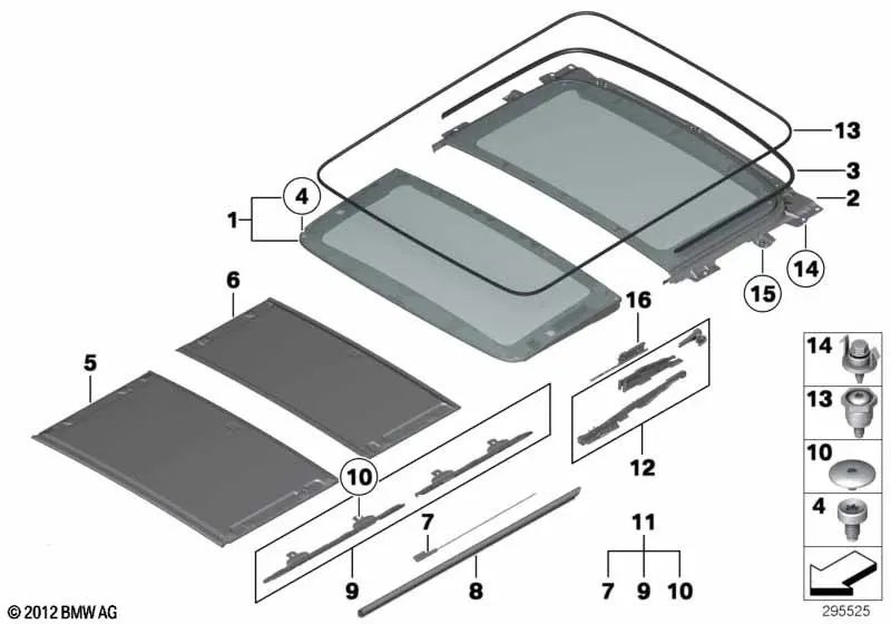 Schwebehimmel posteriore per BMW X1 E84 (OEM 54107843981). BMW originale.