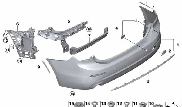 Soporte del parachoques trasero derecho para BMW F52 (OEM 51120050638). Original BMW