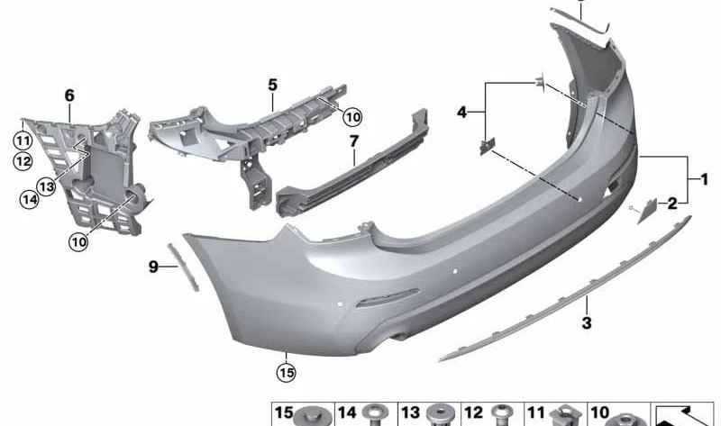 Soporte Parachoques Esquina Trasera Derecha para BMW F52 (OEM 51120050636). Original BMW