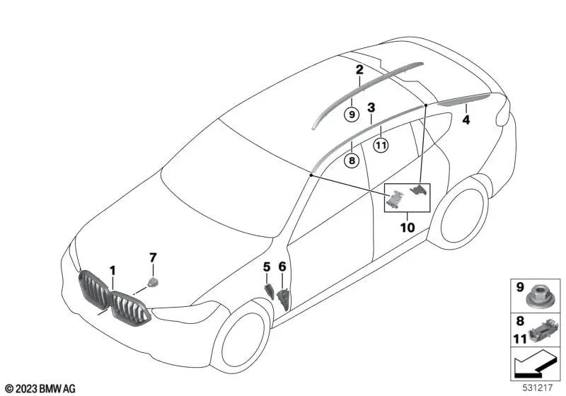 Respiradero de aire izquierdo para BMW X6 F96, F96N (OEM 51138746969). Original BMW