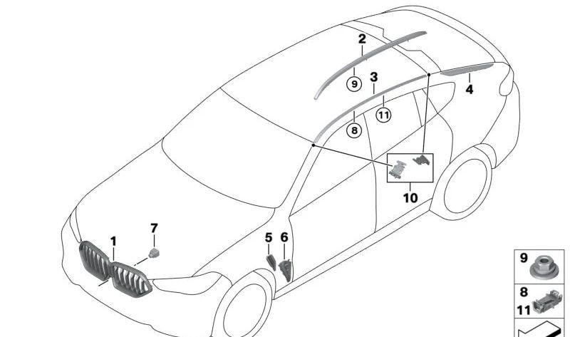 Tapa de conducto de aire lateral derecha OEM 51138746972 para BMW X6 (F96). Original BMW.