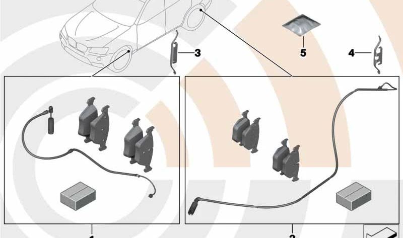 Juego de pastillas de freno con sensor para BMW X3 E83, E83N (OEM 34112357229). Original BMW