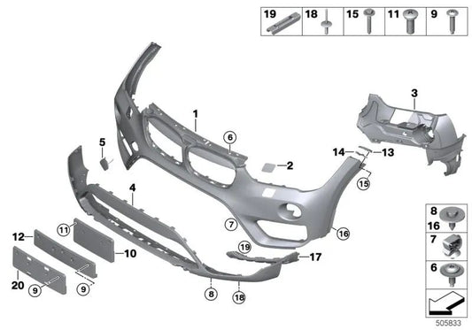 Soporte de faro antiniebla izquierdo para BMW X1 F48, F49 (OEM 51117354819). Original BMW