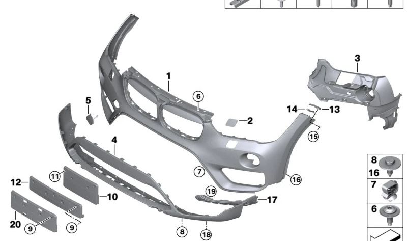 Refuerzo protección a peatones derecha para BMW F48 (OEM 51117410010). Original BMW