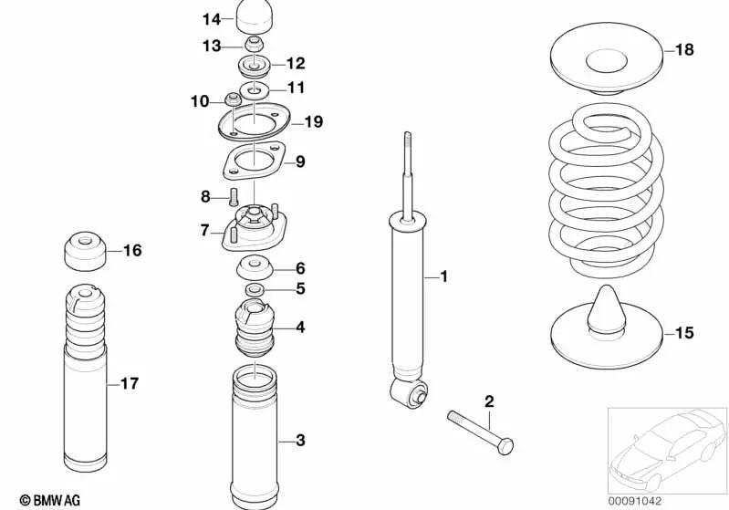 Schutzrohr para BMW Serie 3 E36, E46 Z4 E85, E86 (OEM 33521136283). Original BMW