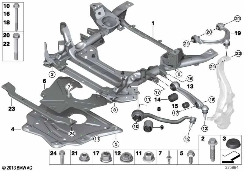 Brazo de suspensión superior izquierdo para BMW E70, F85, E71, F86 (OEM 31126790973). Original BMW