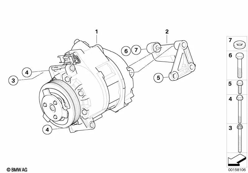 Compresor de aire acondicionado sin embrague magnético para BMW E70 (OEM 64529185144). Original BMW