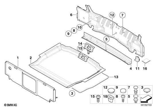 Revestimiento Pared Divisoria Maletero para BMW E46 (OEM 51477124536). Original BMW