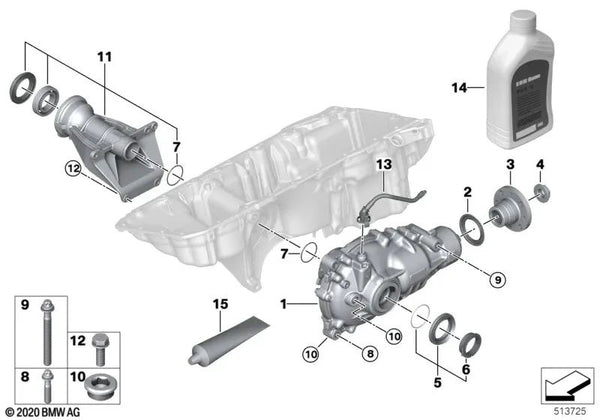 Caja de cambios delantera para BMW X5 G05N, X7 G07N (OEM 31508850593). Original BMW.