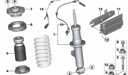 Cojinete de apoyo derecho para BMW Serie 8 F91, F92 (OEM 33507856966). Original BMW.