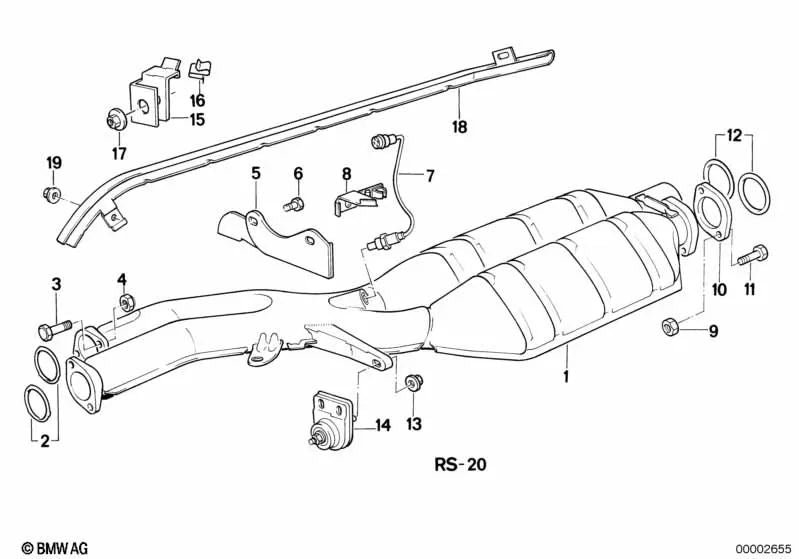 Flange for BMW 5 Series E34, 7 Series E32 (OEM 18111712393). Genuine BMW