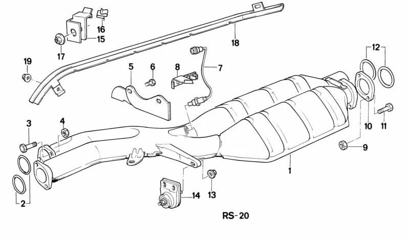 Soporte de sujeción escape OEM 11781722018 para BMW E34, E32. Original BMW