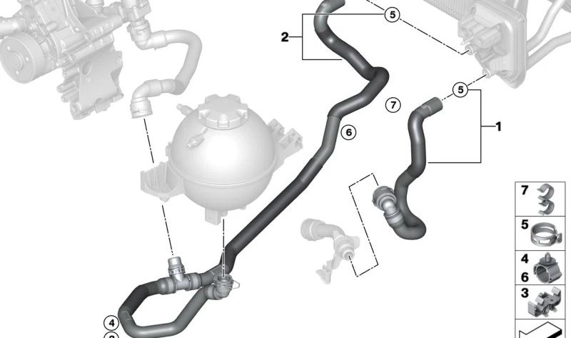 Manguera de refrigerante OEM 64216993452 para BMW (Modelos compatibles: G01, G08, G02). Original BMW.