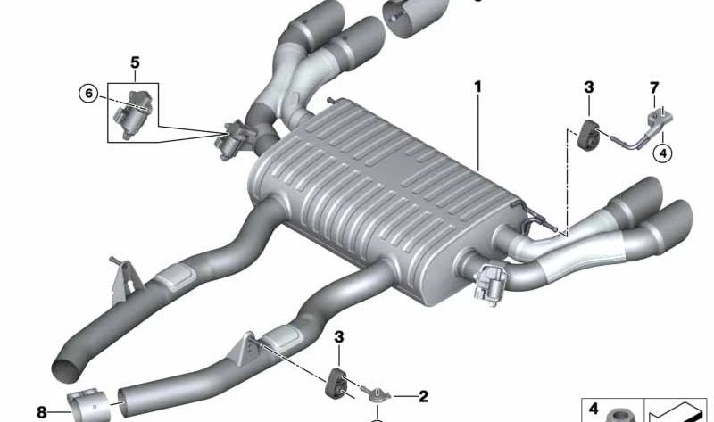 Schalldämpfer mit Auslassventil für BMW X4 F98, F98N (OEM 18308093533). Original BMW