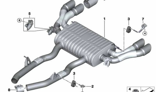 Exhaust Rubber Mount OEM 18208637876 for BMW F30, F31, F32, F33, F34, F36, F97, F98. Genuine BMW.