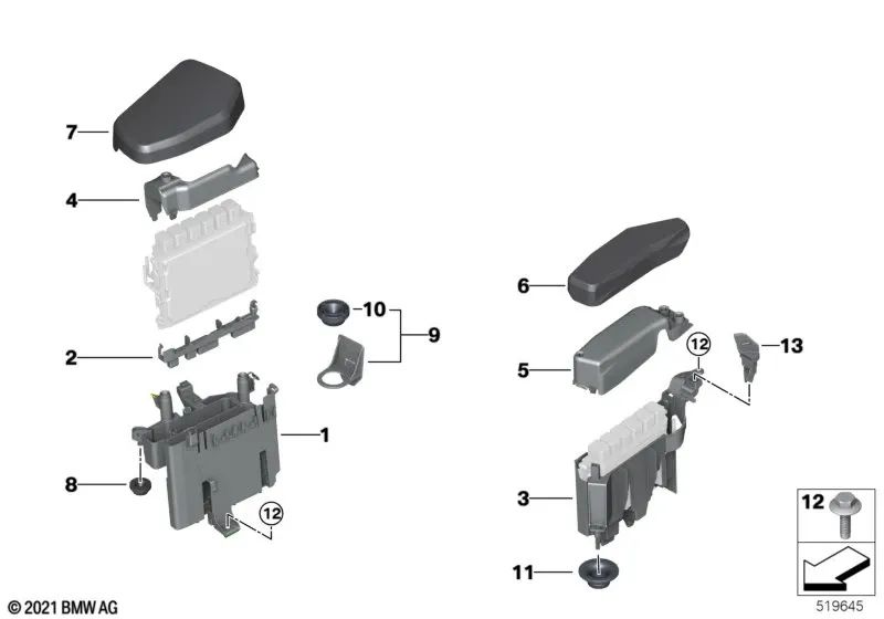 Tapón para BMW G30, G11, G12, G12N, F95, G05, F96, G06, G07 (OEM 12908658374). Original BMW.