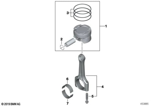 Kolbenring-Reparatursatz für BMW G20, G21, G30, G31, G32, G11, G12, G14, G15, G16, G01, G02, G05, G06, G07 (OEM 11258583632). Original BMW