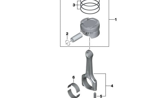 Pistón para BMW G20, G21, G30, G31, G32, G11, G12, G14, G15, G16, G01, G02, G05, G06, G07 (OEM 11258598757). Original BMW.