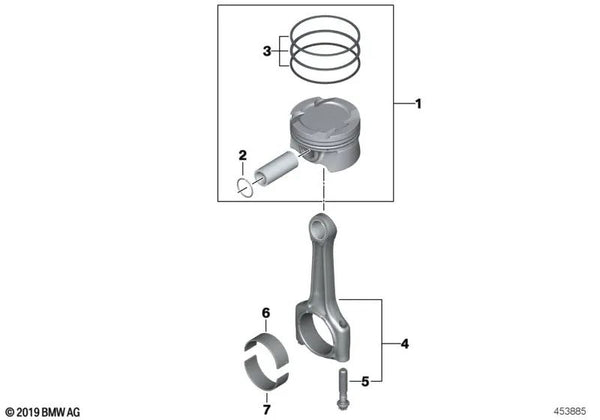 Kit de Reparación de Anillos de Pistón para BMW G20, G21, G30, G31, G32, G11, G12, G14, G15, G16, G01, G02, G05, G06, G07 (OEM 11258583632). Original BMW