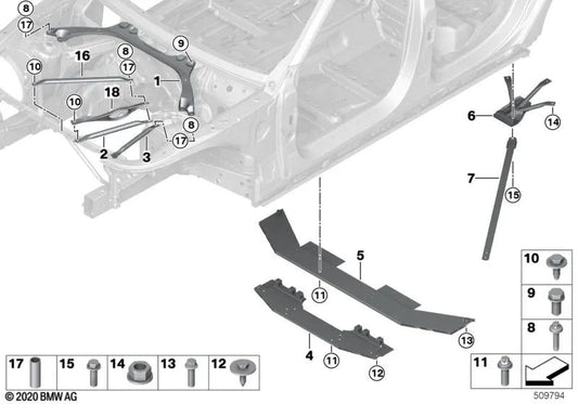 Torre de puntal de pared de fuego para BMW G30, G31N, G38, G38N, G11, G11N, G12, G12N (OEM 51617362724). Original BMW