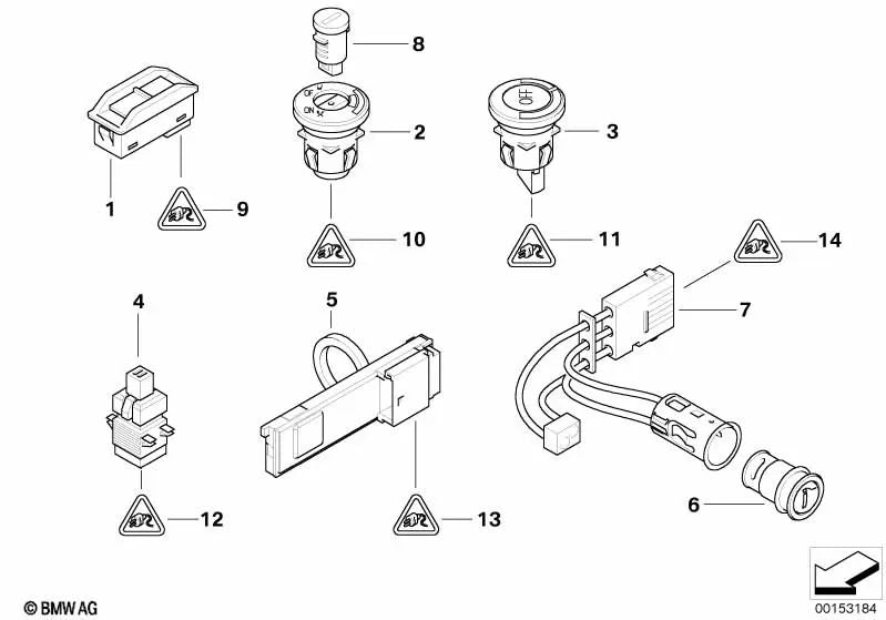 Indicador de airbag desactivado para BMW Z4 E85, E86 (OEM 61316954788). Original BMW