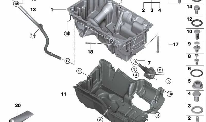 Misurazione dell'olio OEM Varilla 11438580048 per BMW G20, G21, G22, G26, G30, G31, G32, G01, G02, G05. BMW originale.