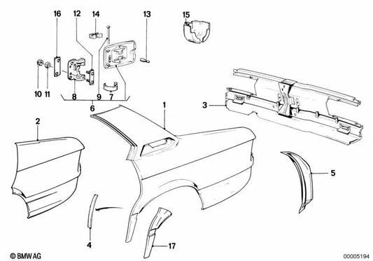 Body trim panel for BMW 5 Series E12 (OEM 41341862359). Original BMW.