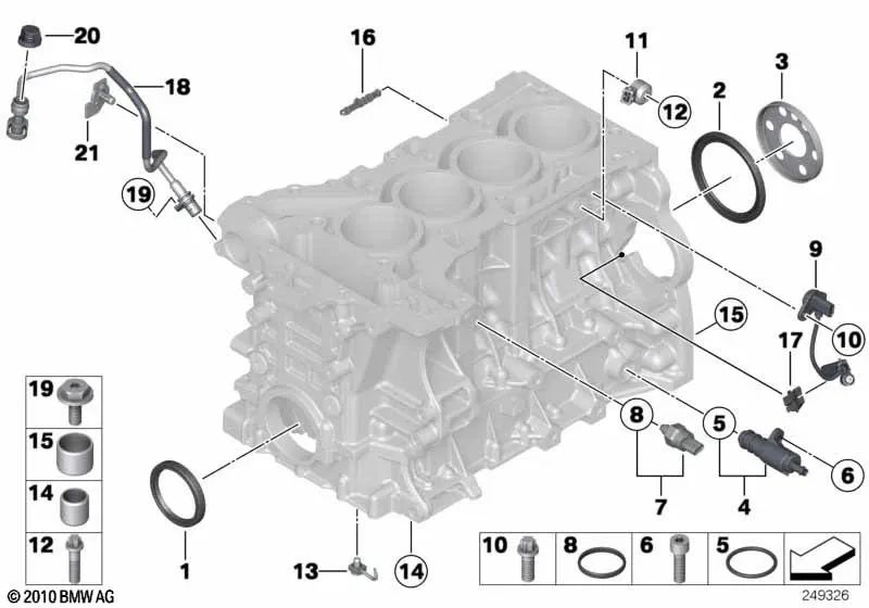 Tubo de vacío para BMW F20, F21, F22, F23, F30, F31, F34, F35, F32, F33, F36, F07N, F10, F11, F18, E84, F25, F26, F15, F16, E89 (OEM 11157603816). Original BMW