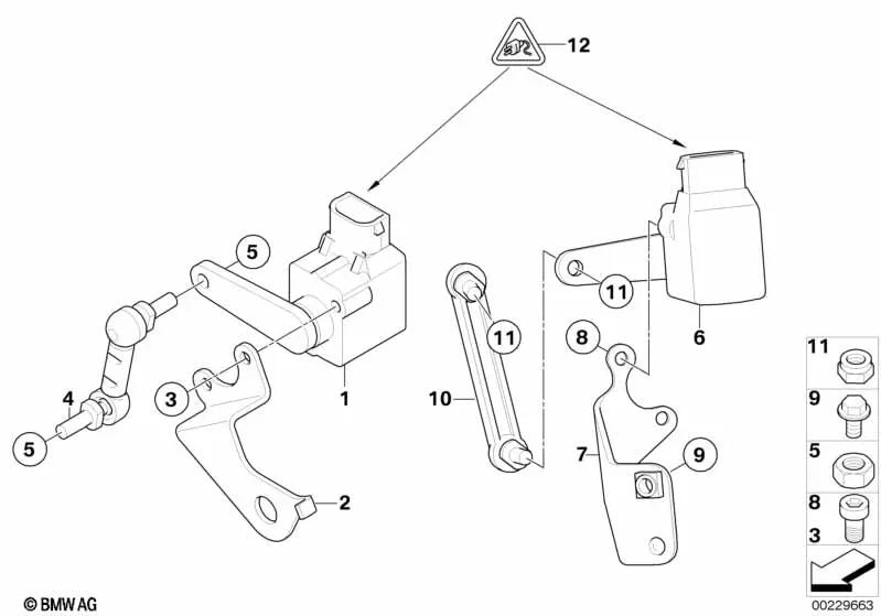 Soporte sensor de posición (derecha) para BMW X3 E83, E83N (OEM 37143404752). Original BMW.