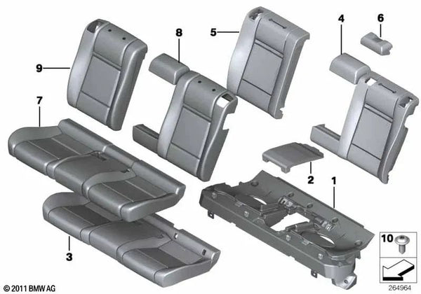 Funda de Asiento de Cuero para BMW X6 E71 (OEM 52207278975). Original BMW